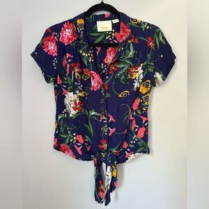 Maeve Navy Floral Button Down Shirt